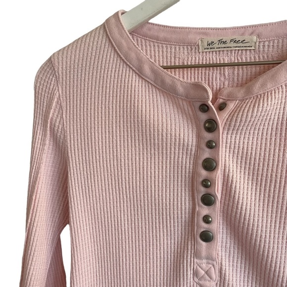 Free People Everest Henley Thermal Top, Light Pink, Size XS - Picture 4 of 10